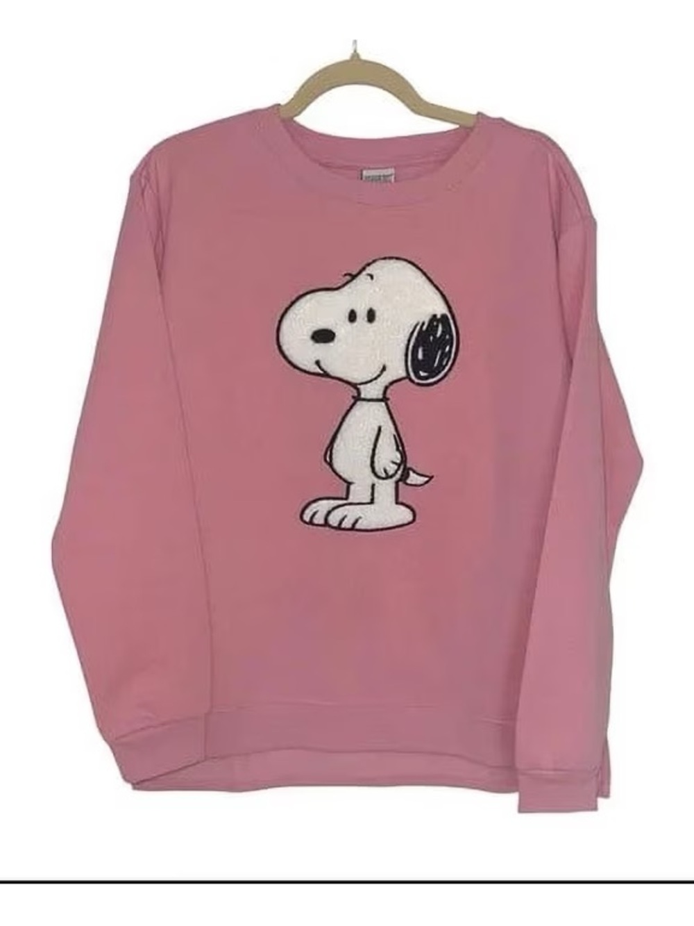 Peanuts Women's Snoopy Pink Fleece Lined Crew Neck Sweatshirt
